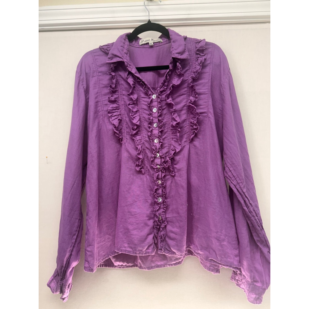 Women's JP and Mattie Purple Ruffle Blouse XL
